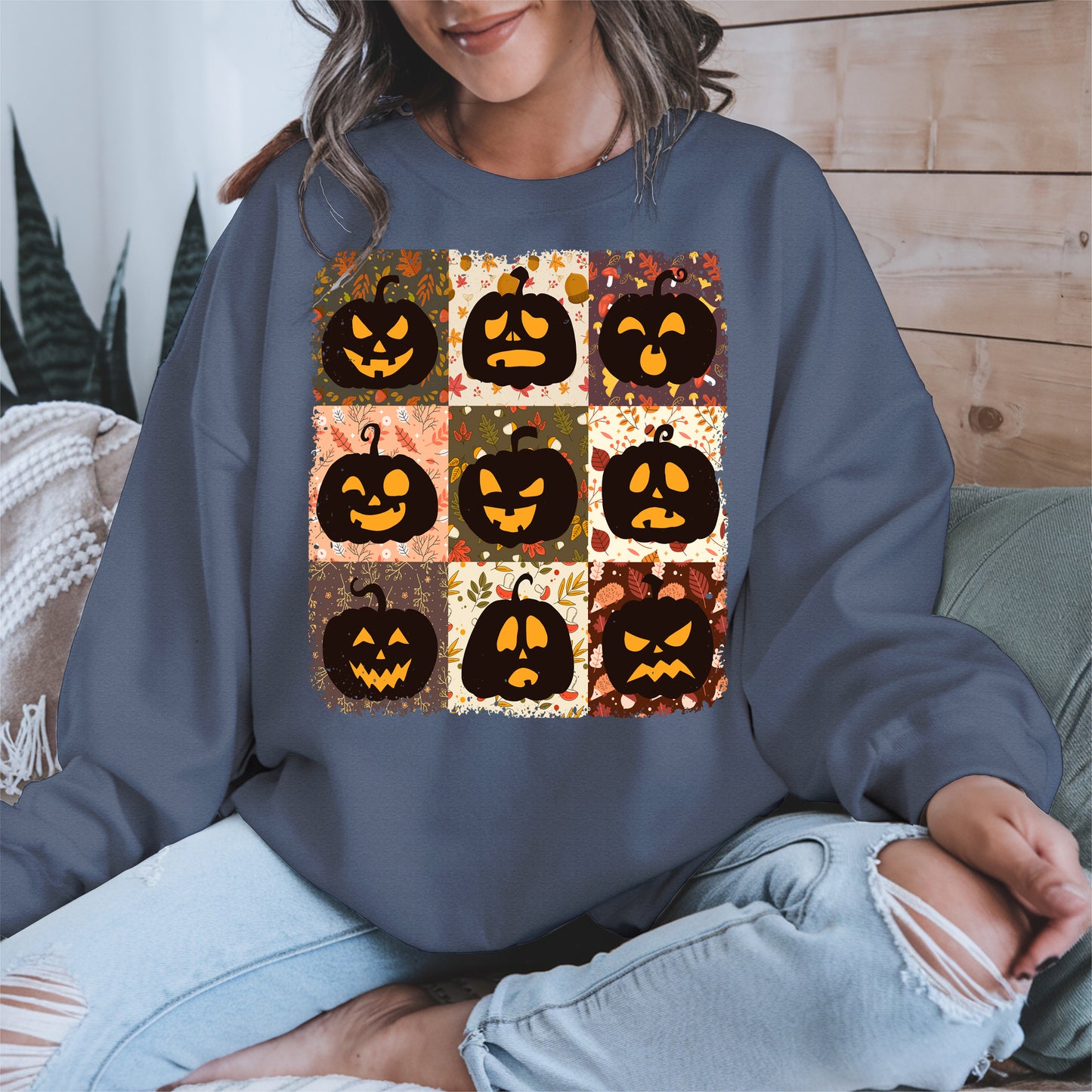 Funny Pumpkin Faces Shirt Hoodie Sweatshirt for Halloween Lovers