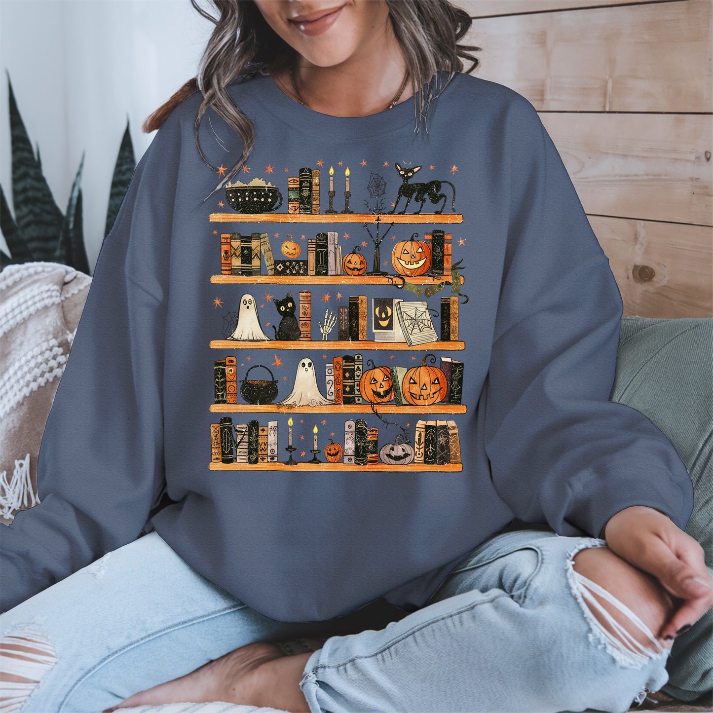 Haunted Bookshelf Halloween Shirt