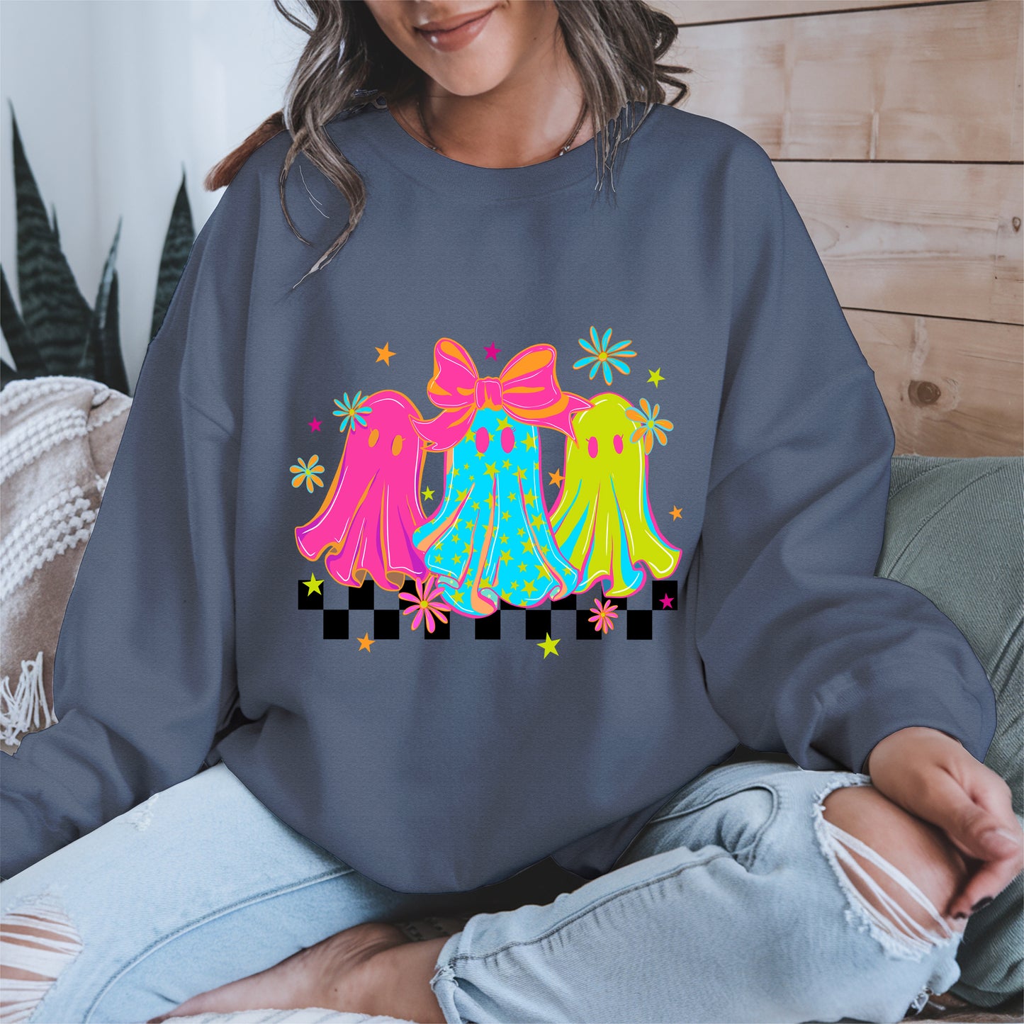 Retro Neon Cute Ghost halloween shirt