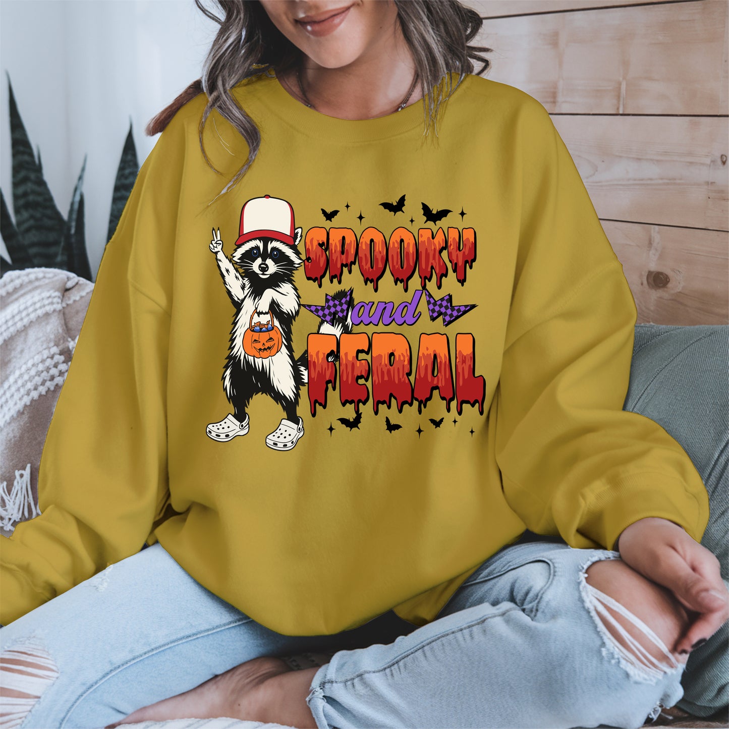 Spooky and Feral Shirt Hoodie Sweatshirt for Halloween Lovers