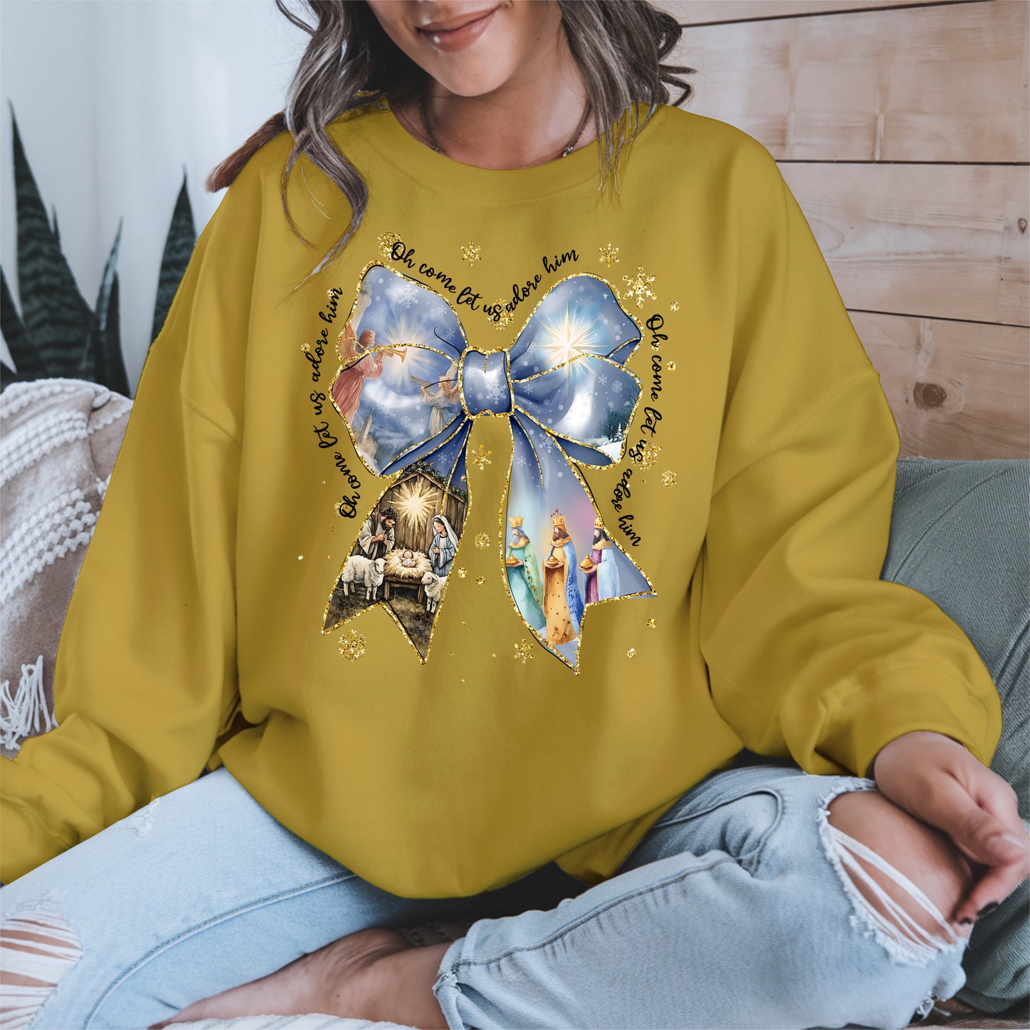 Oh Come Let Us Adore Him Nativity Christmas Shirt