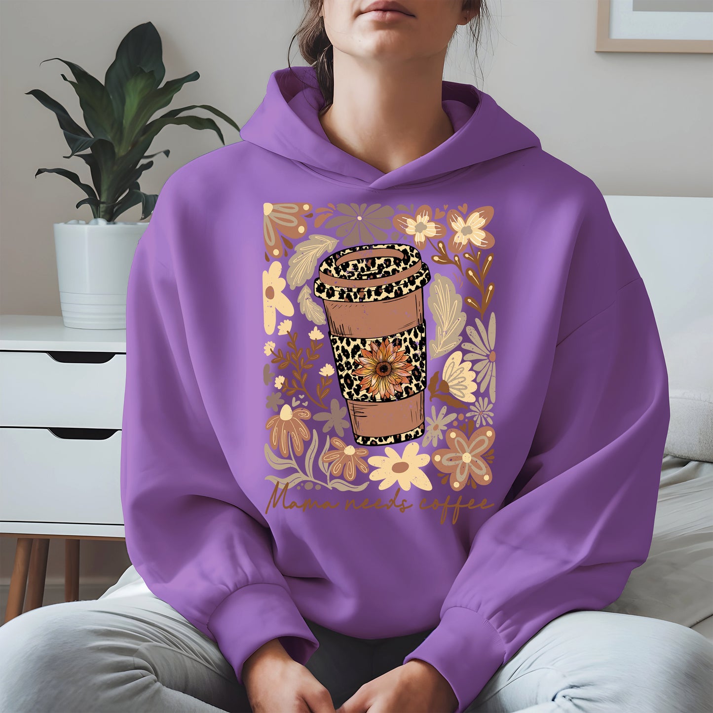 Leopard Print Floral Coffee Cup Mom Shirt