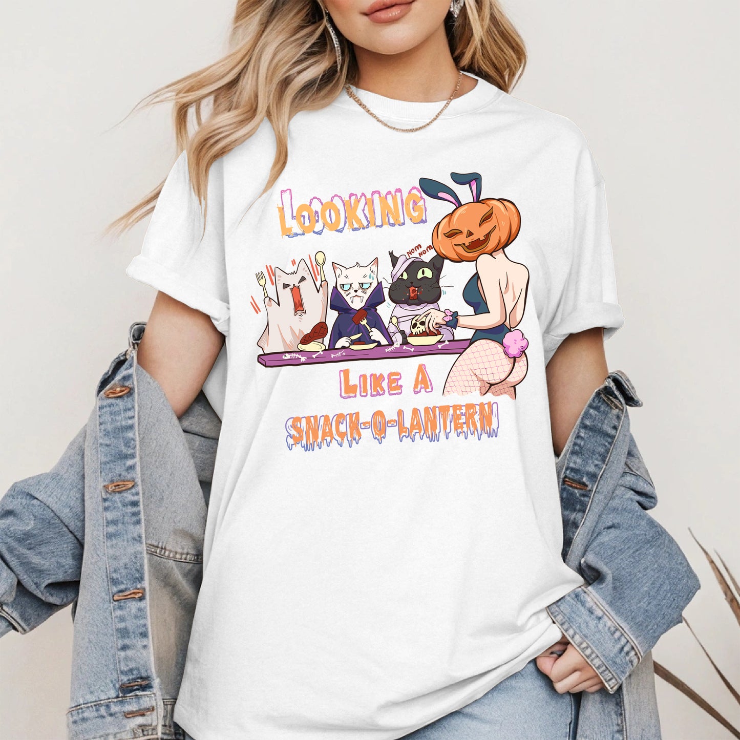 Snack-O-Lantern Halloween Cat Tee