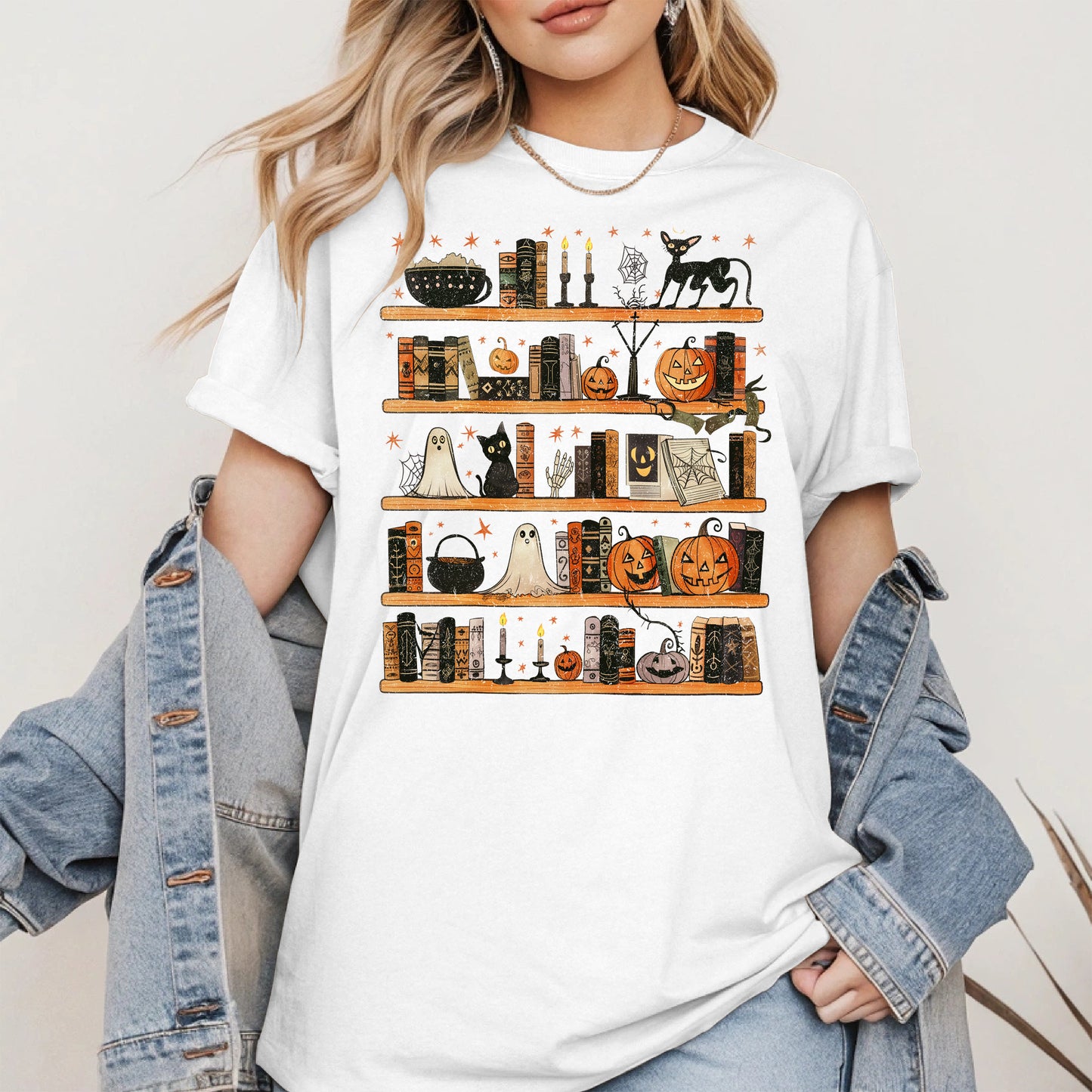 Haunted Bookshelf Halloween Shirt