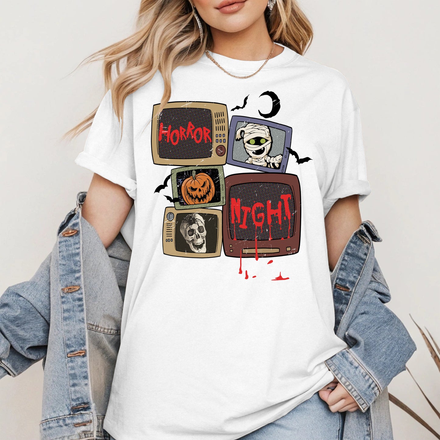 Horror Night Retro TV Halloween Shirt
