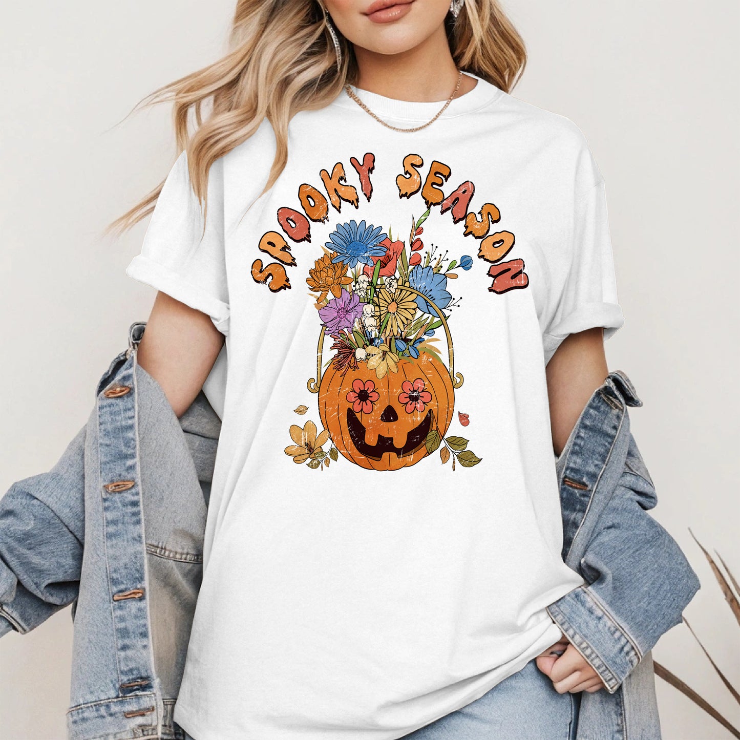 Floral Pumpkin Spooky Season Shirt