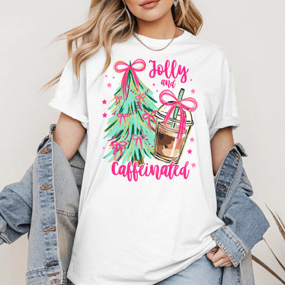 Jolly and Caffeinated Christmas Shirt