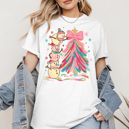 Stacked Snowmen Christmas Tree Shirt