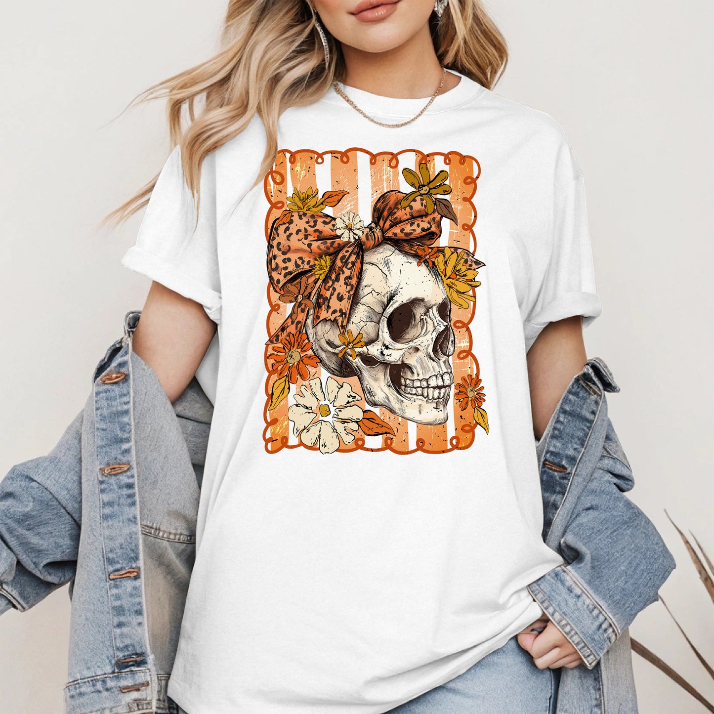Skull Fall Bow halloween shirt