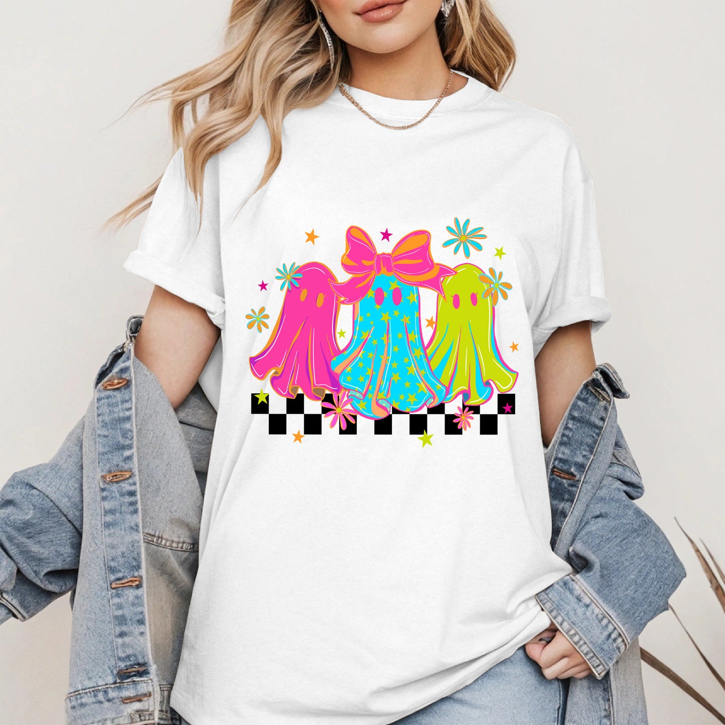 Retro Neon Cute Ghost halloween shirt