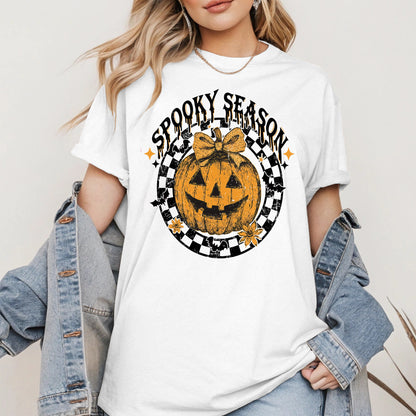 Spooky Season Halloween Pumpkin Checkered shirt