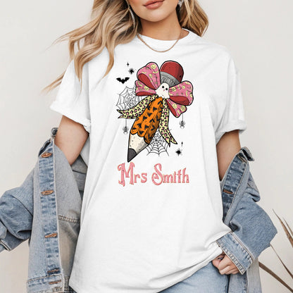 Teacher Pencil Bow Halloween shirt