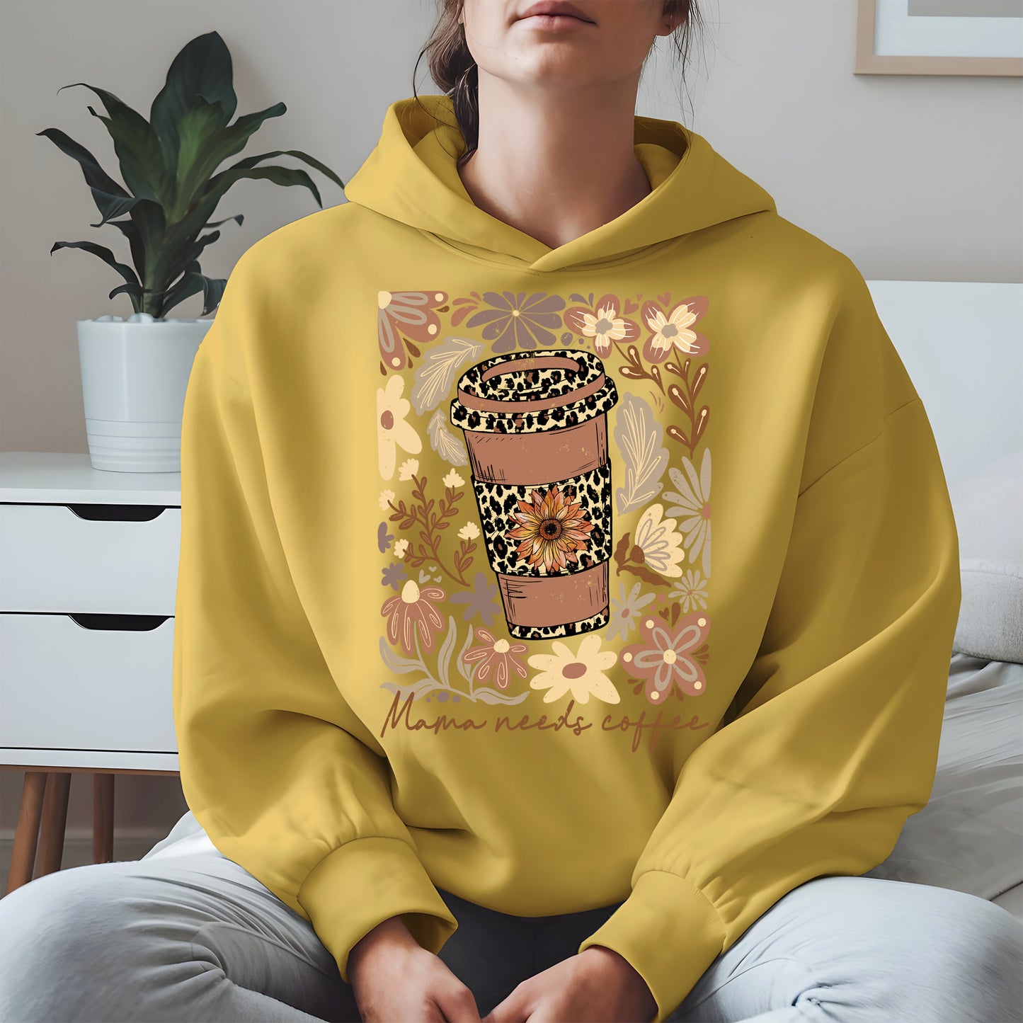 Leopard Print Floral Coffee Cup Mom Shirt