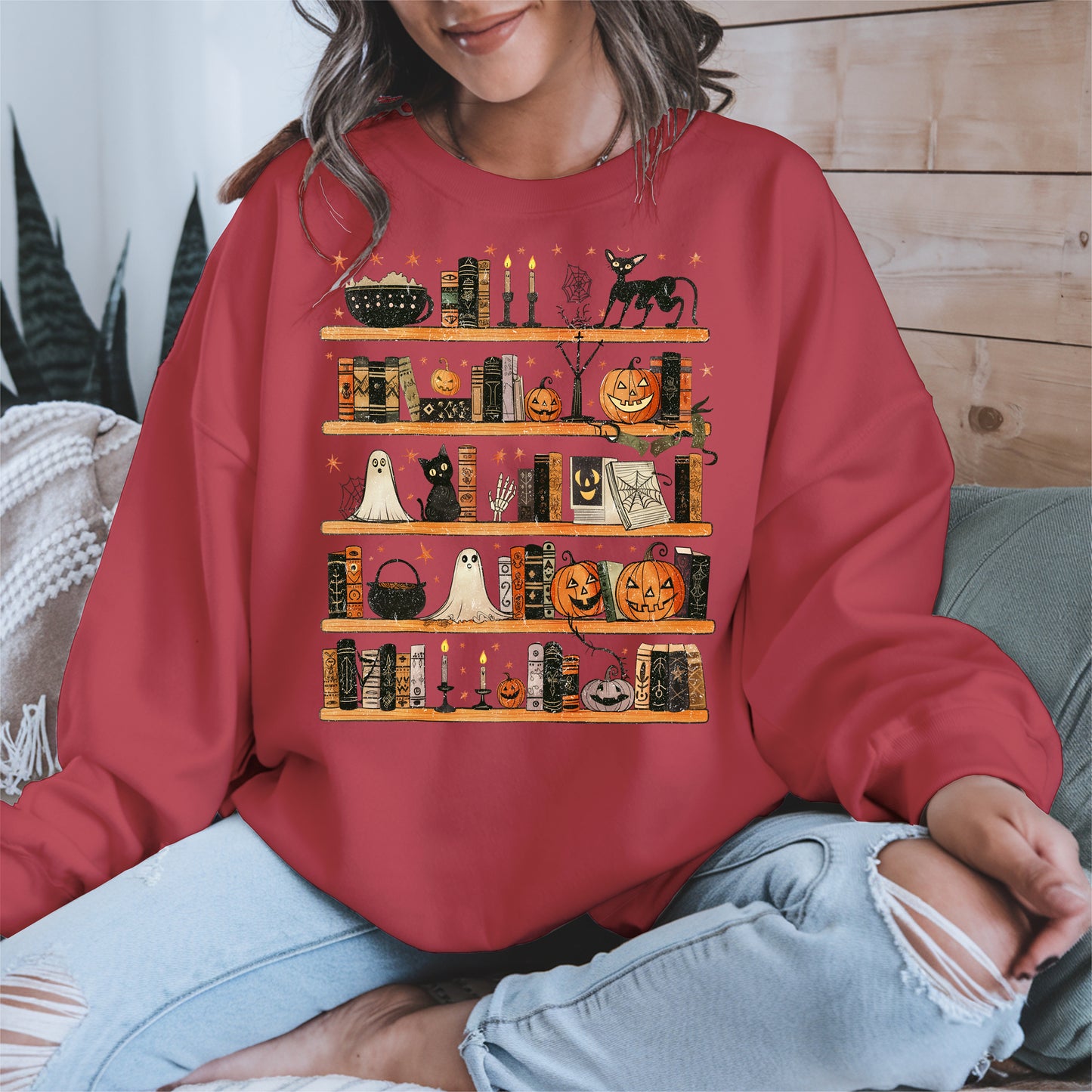 Haunted Bookshelf Halloween Shirt