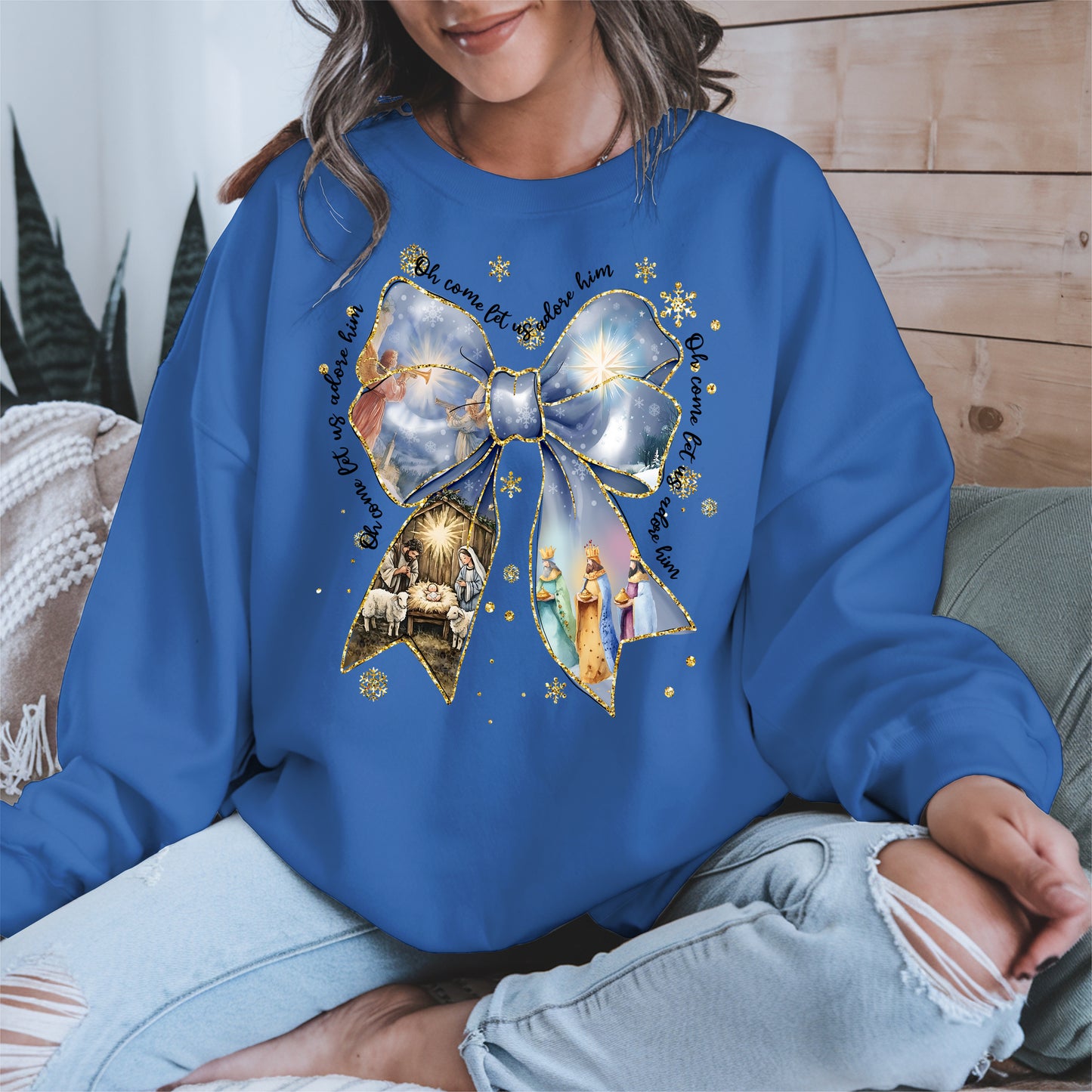 Oh Come Let Us Adore Him Nativity Christmas Shirt