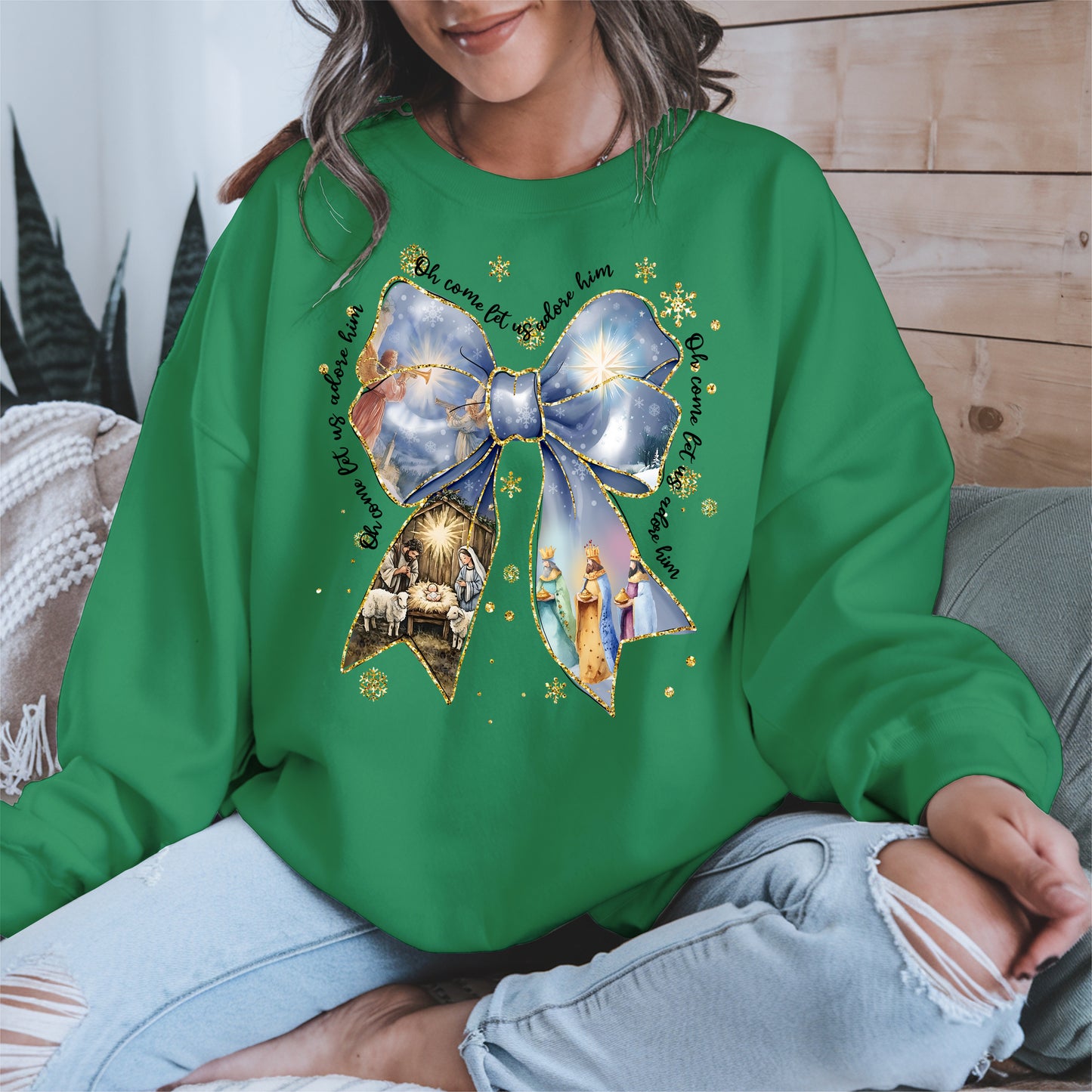Oh Come Let Us Adore Him Nativity Christmas Shirt