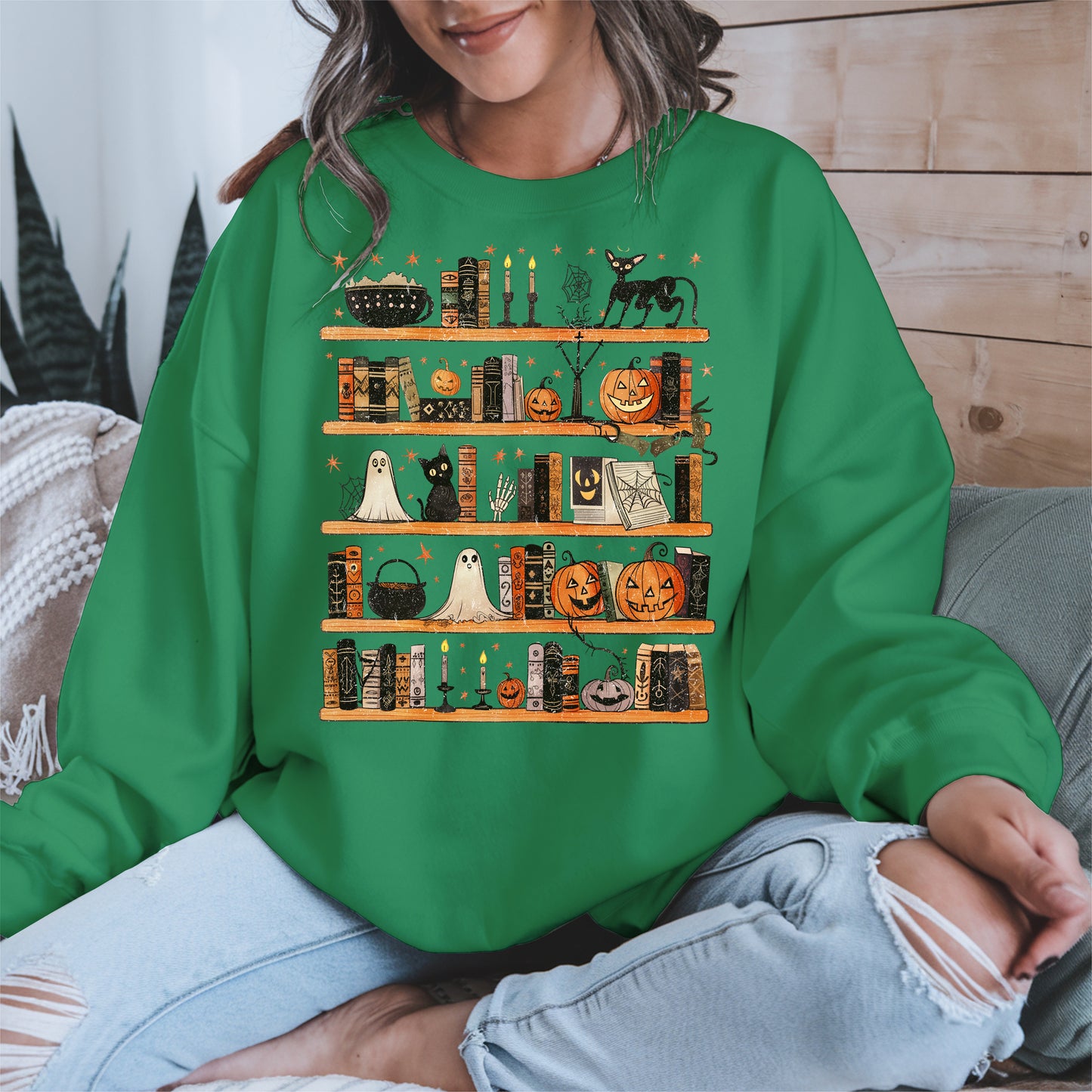Haunted Bookshelf Halloween Shirt