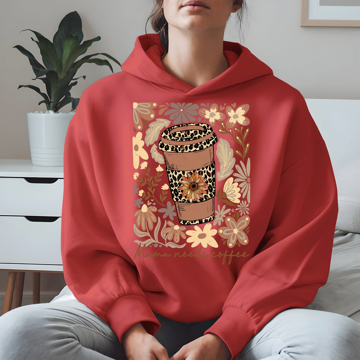 Leopard Print Floral Coffee Cup Mom Shirt