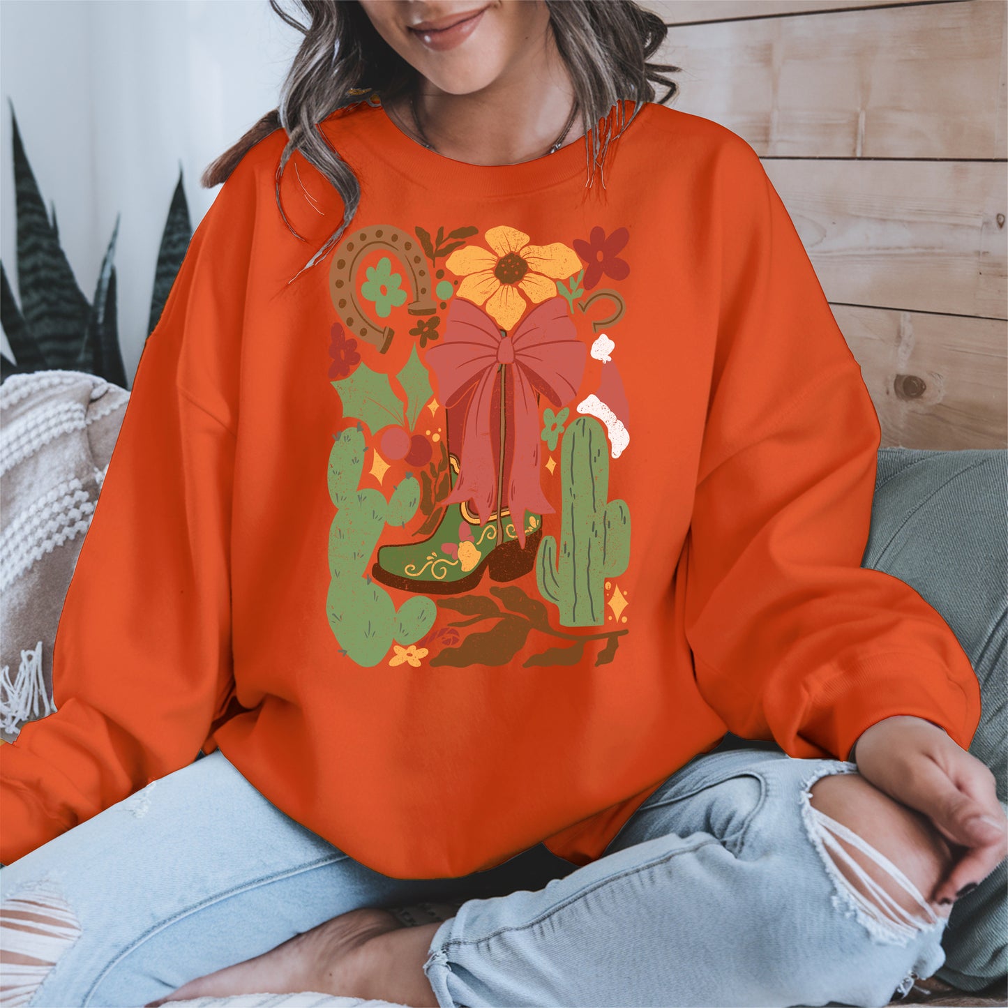 Western Christmas Cowboy Boot Shirt Hoodie