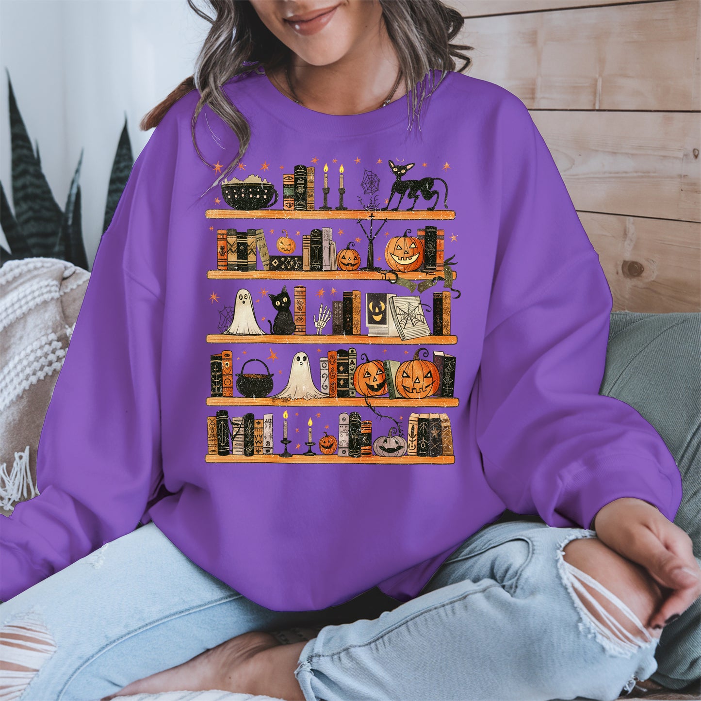 Haunted Bookshelf Halloween Shirt