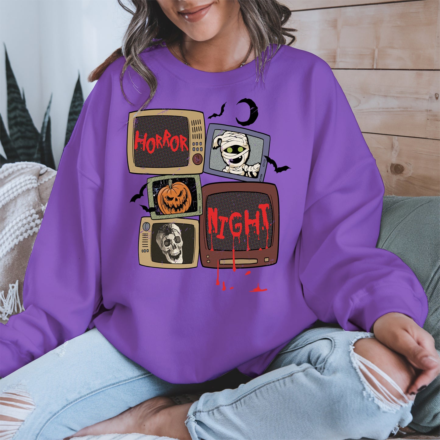 Horror Night Retro TV Halloween Shirt