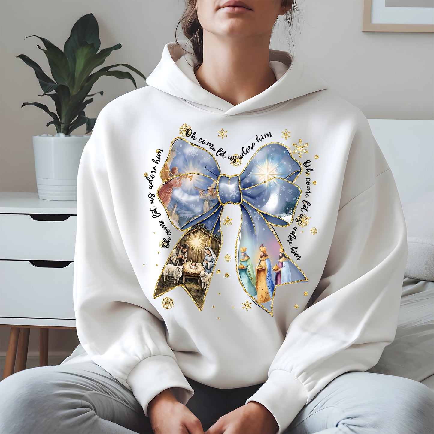 Oh Come Let Us Adore Him Nativity Christmas Shirt