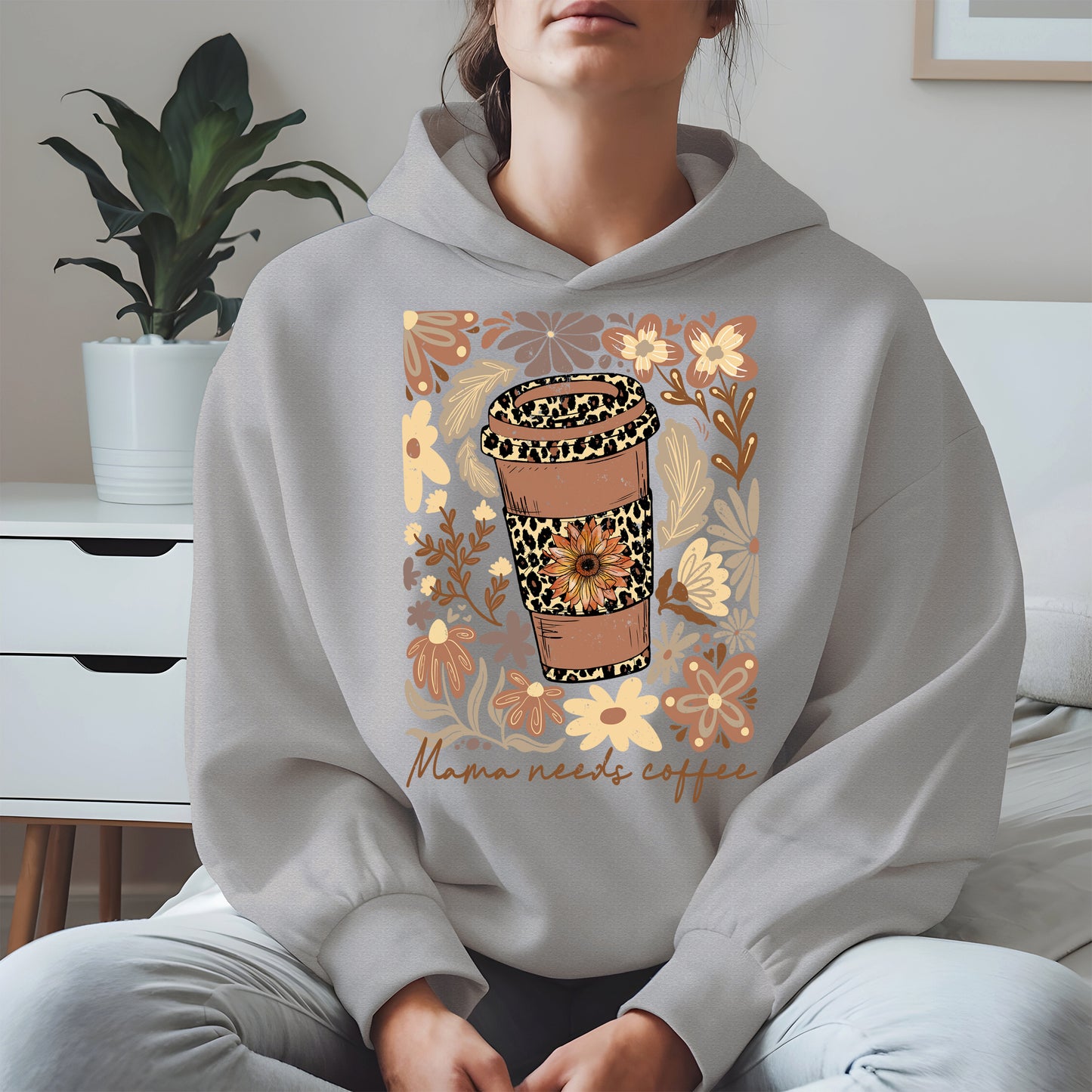 Leopard Print Floral Coffee Cup Mom Shirt