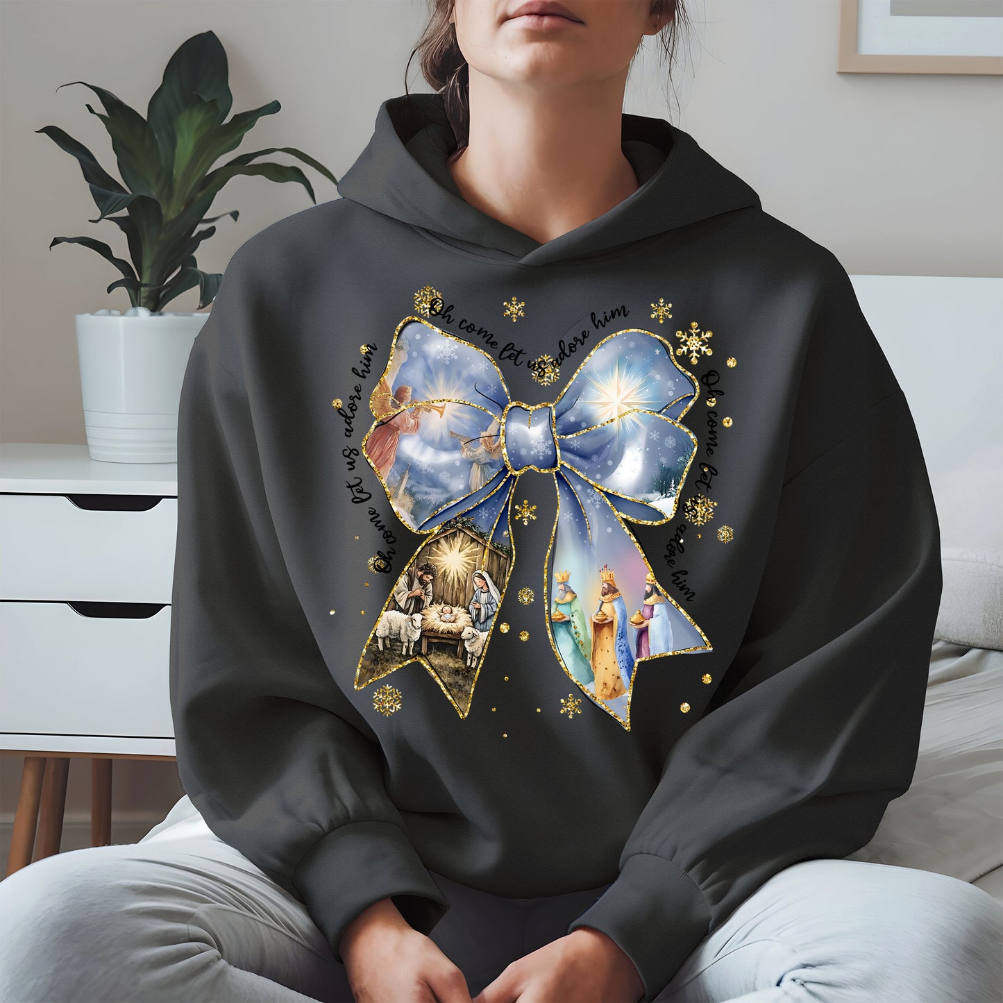 Oh Come Let Us Adore Him Nativity Christmas Shirt