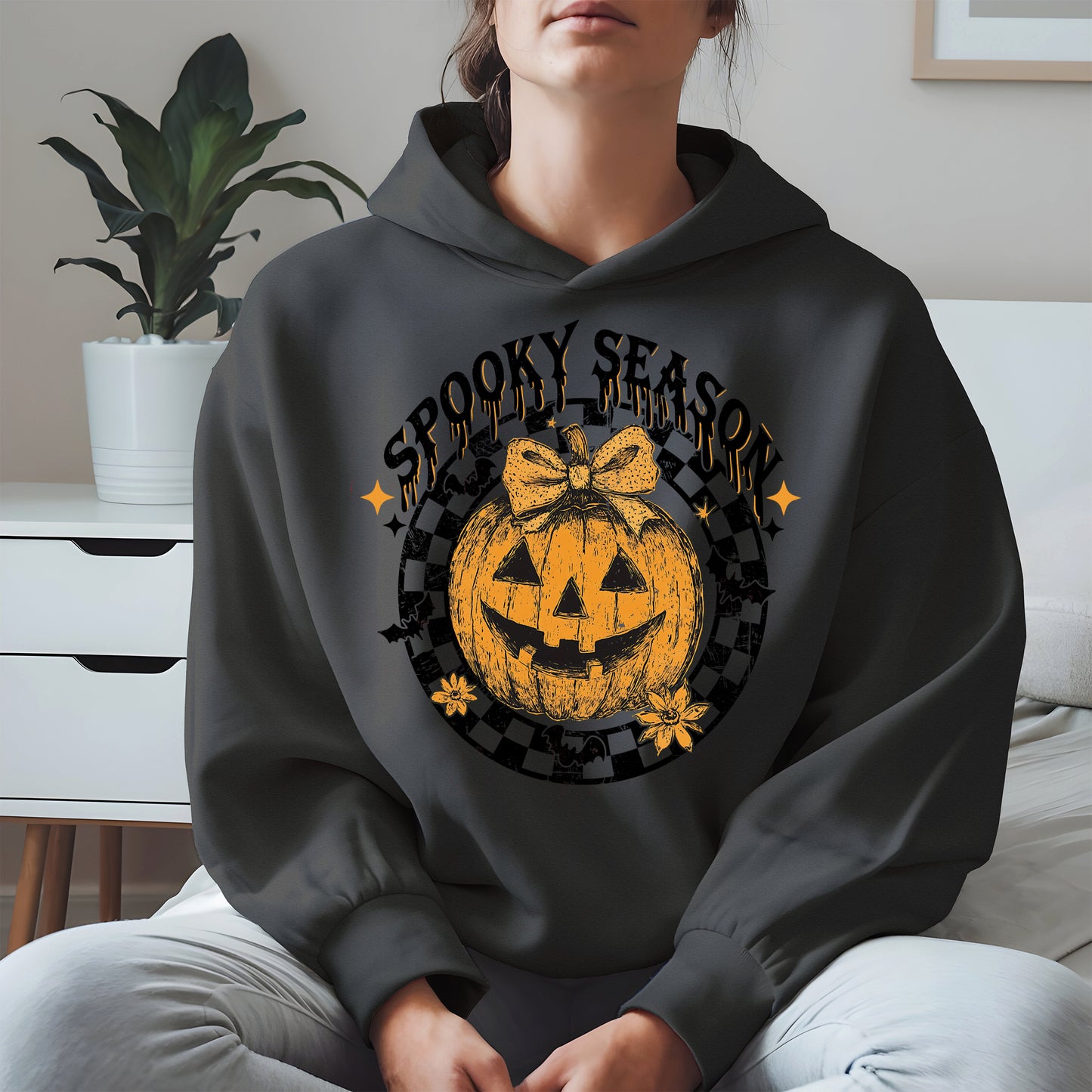 Spooky Season Halloween Pumpkin Checkered shirt