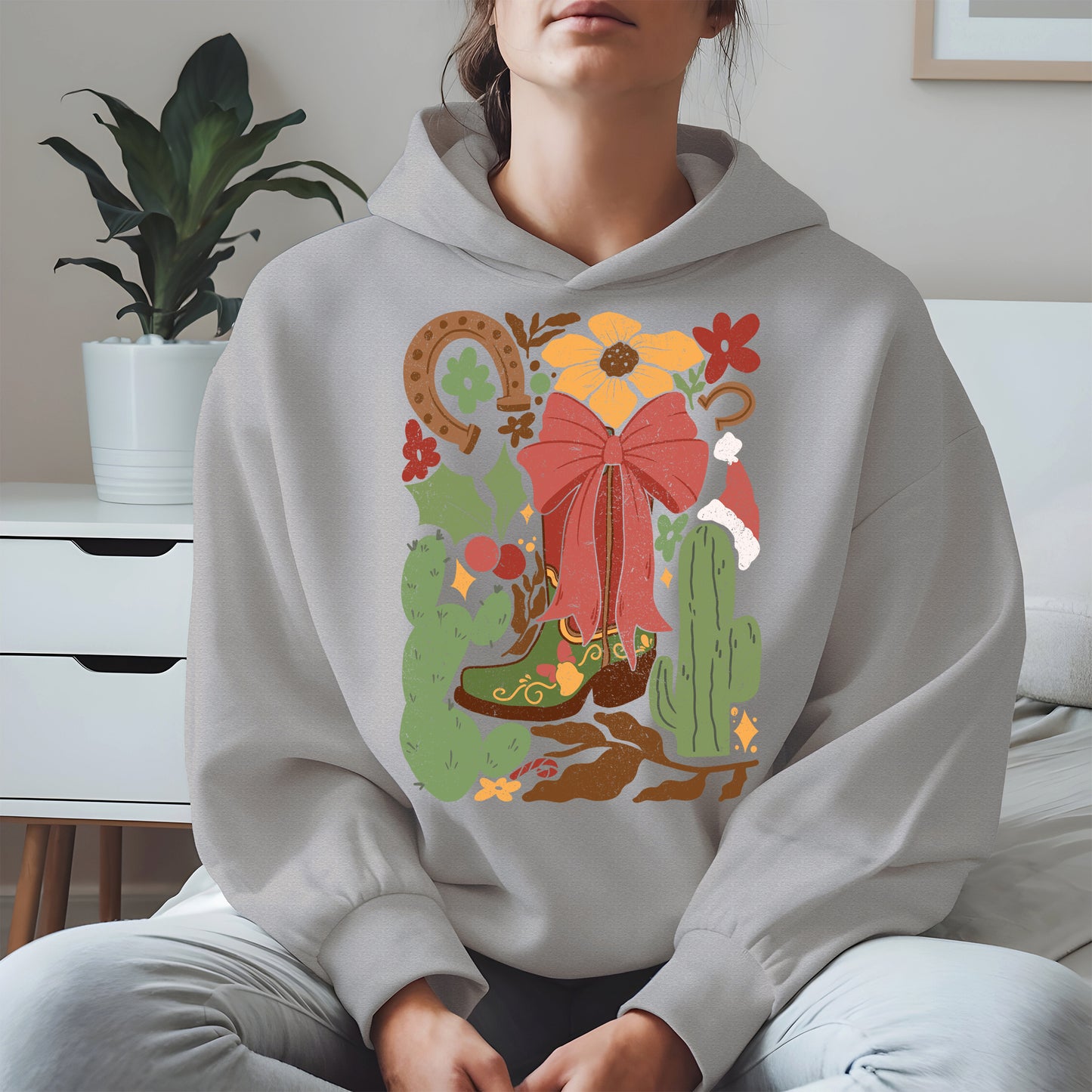 Western Christmas Cowboy Boot Shirt Hoodie