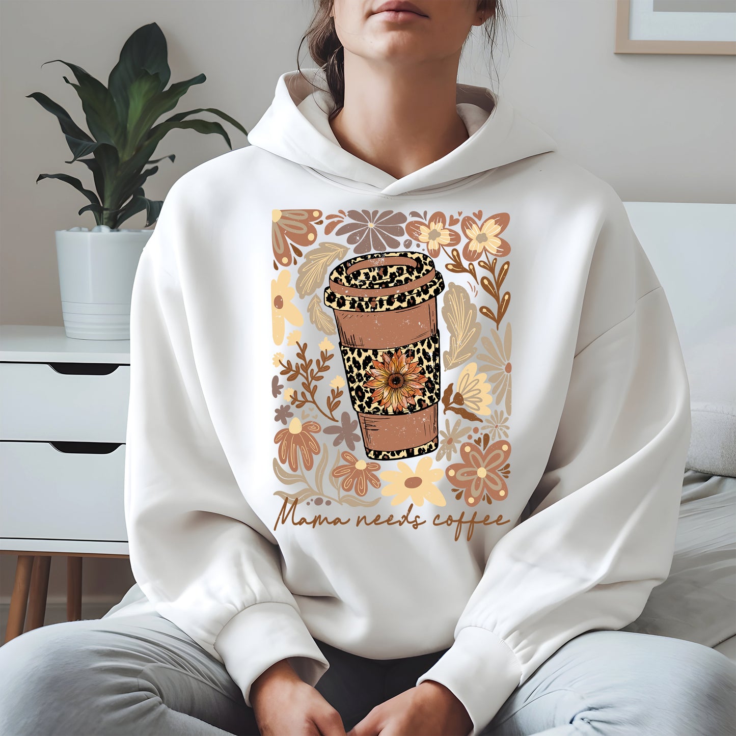 Leopard Print Floral Coffee Cup Mom Shirt