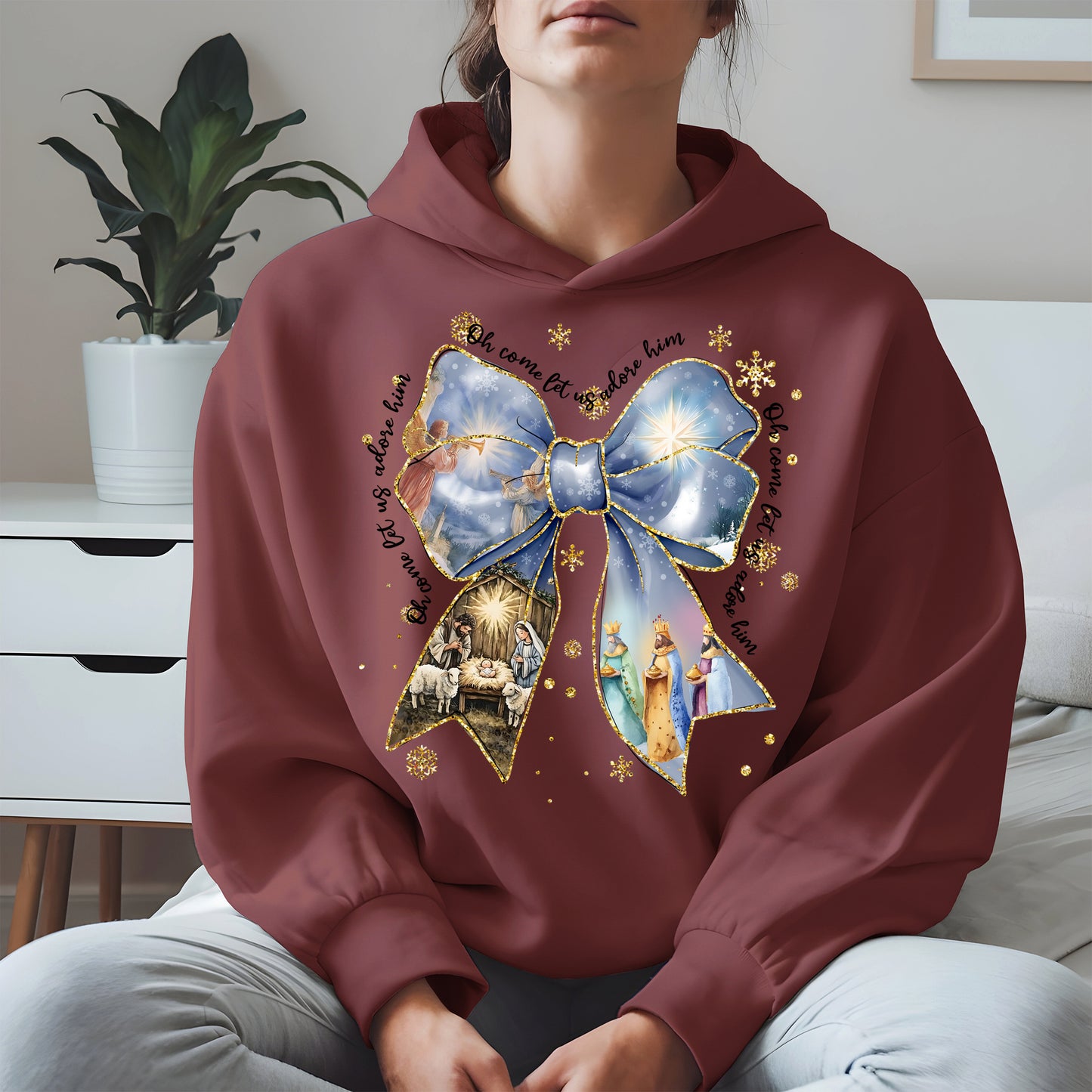 Oh Come Let Us Adore Him Nativity Christmas Shirt