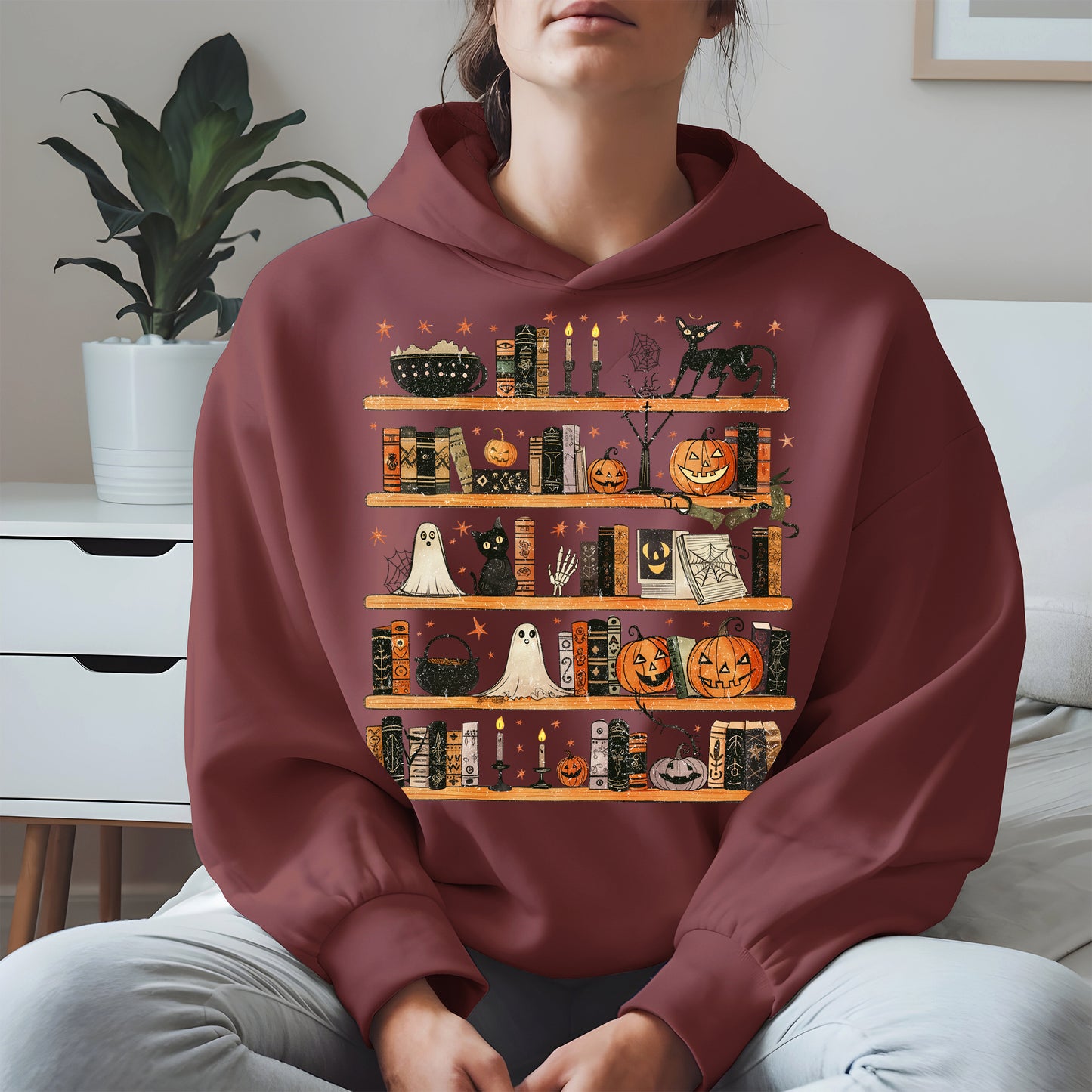 Haunted Bookshelf Halloween Shirt