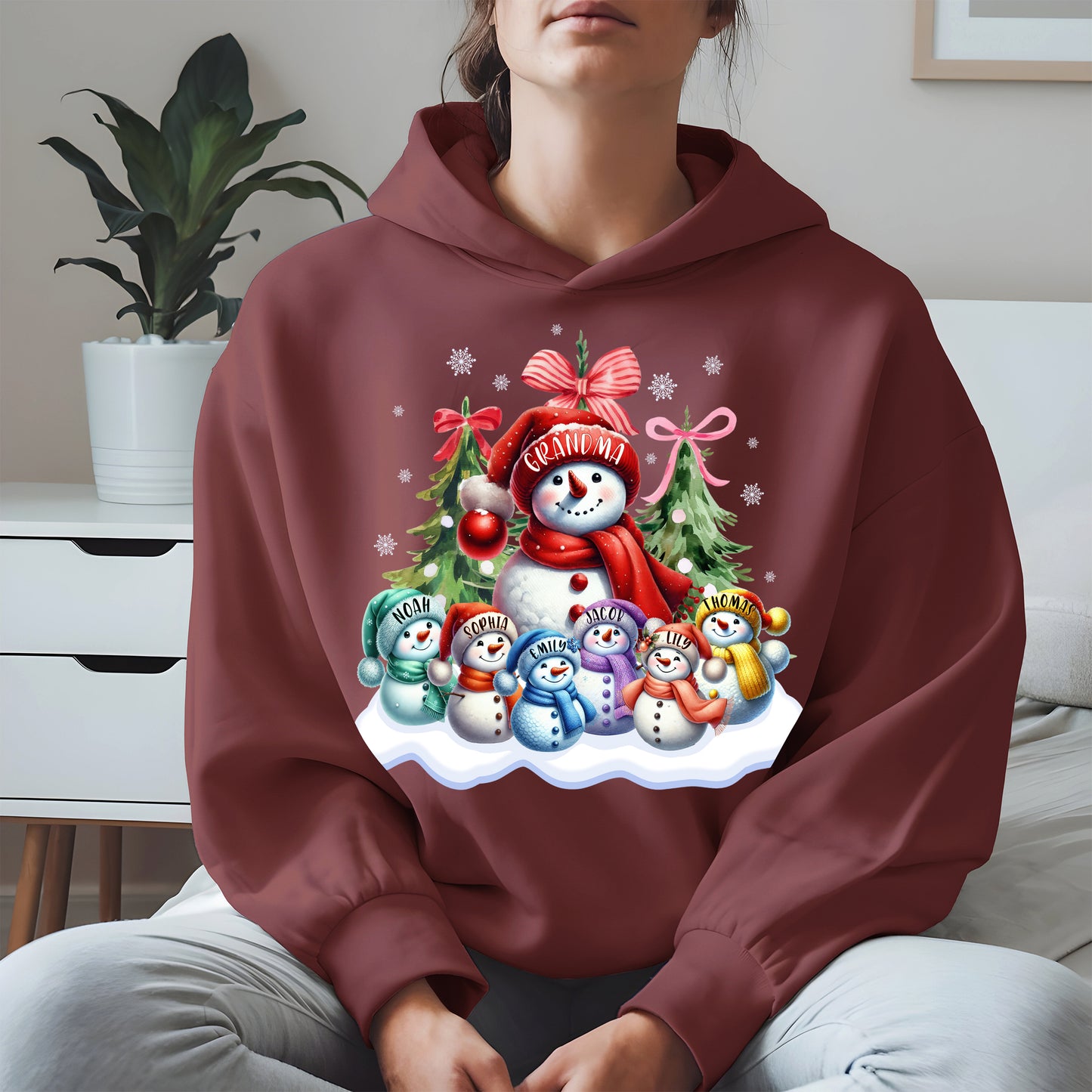 Personalized Snowman Family Grandma Shirt