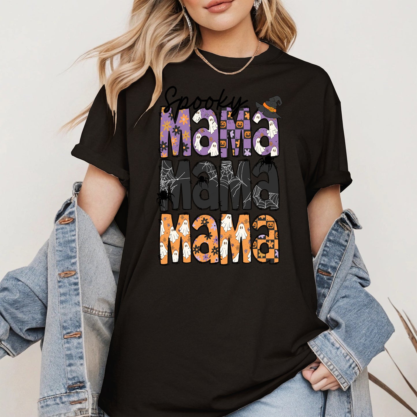 Halloween Mama Shirt - Ghosts and Spooky Patterns