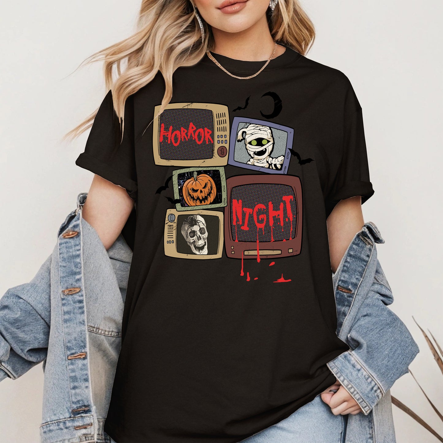 Horror Night Retro TV Halloween Shirt