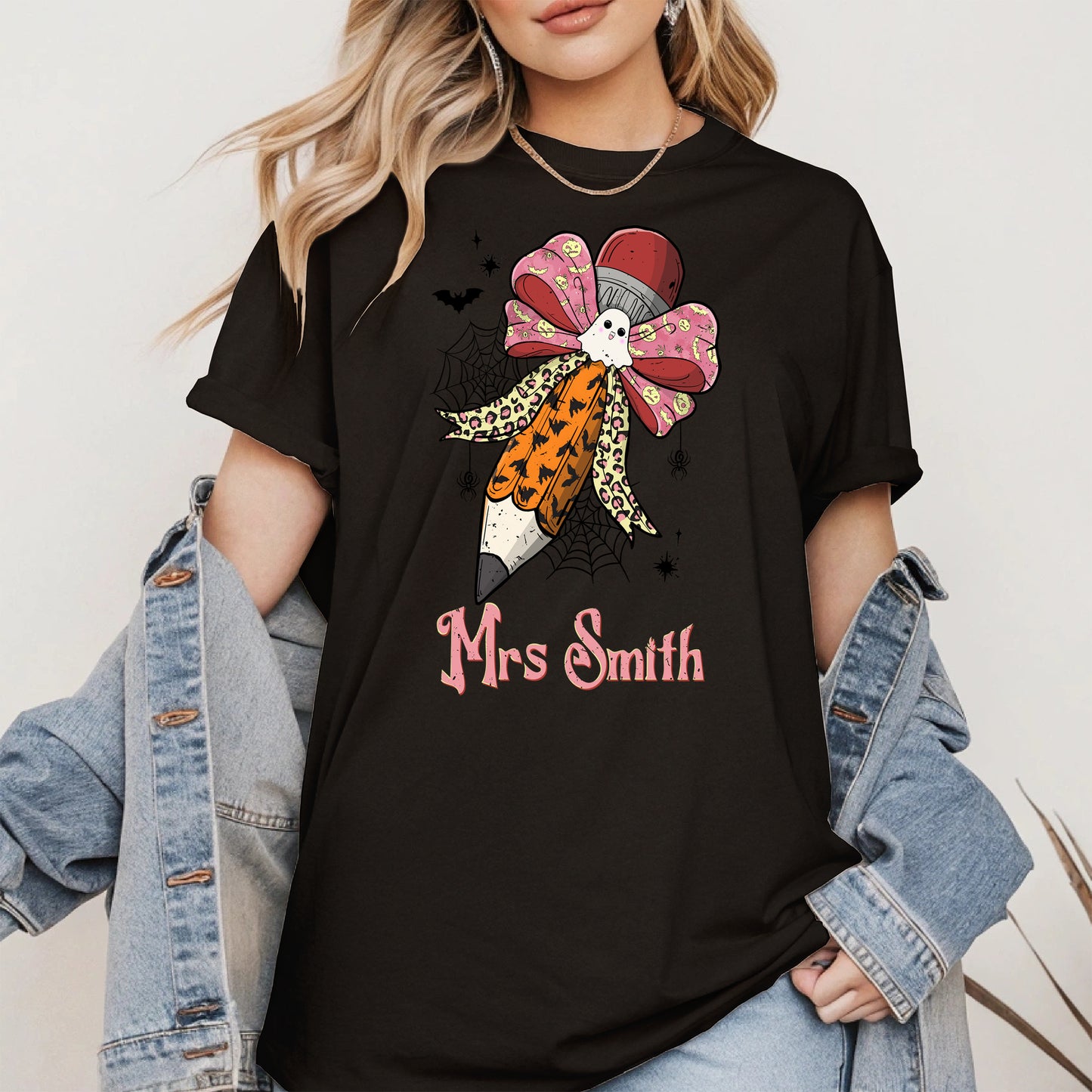 Teacher Pencil Bow Halloween shirt