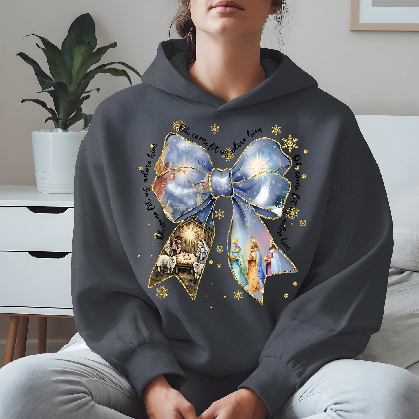 Oh Come Let Us Adore Him Nativity Christmas Shirt