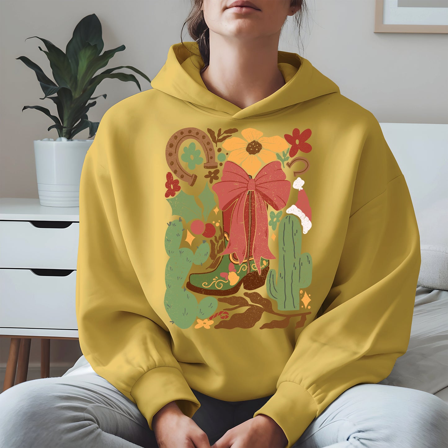 Western Christmas Cowboy Boot Shirt Hoodie