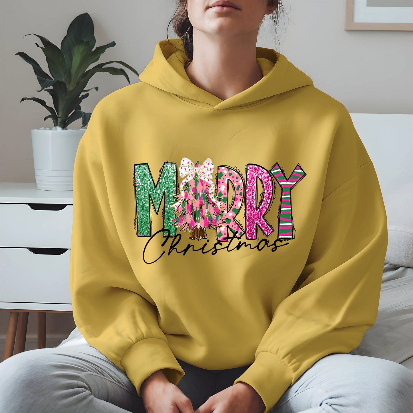 Merry Christmas Shirt Glitter Tree Holiday Tee