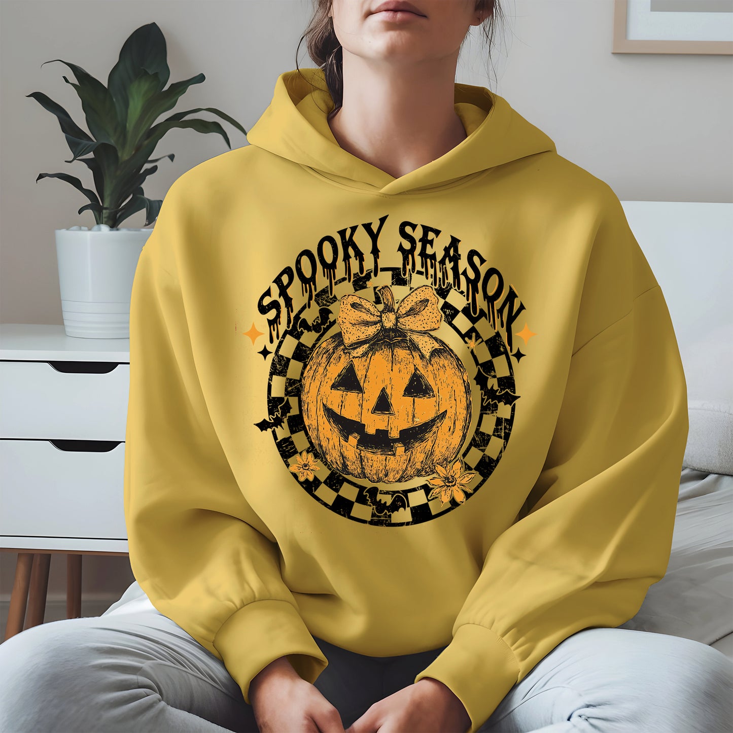 Spooky Season Halloween Pumpkin Checkered shirt
