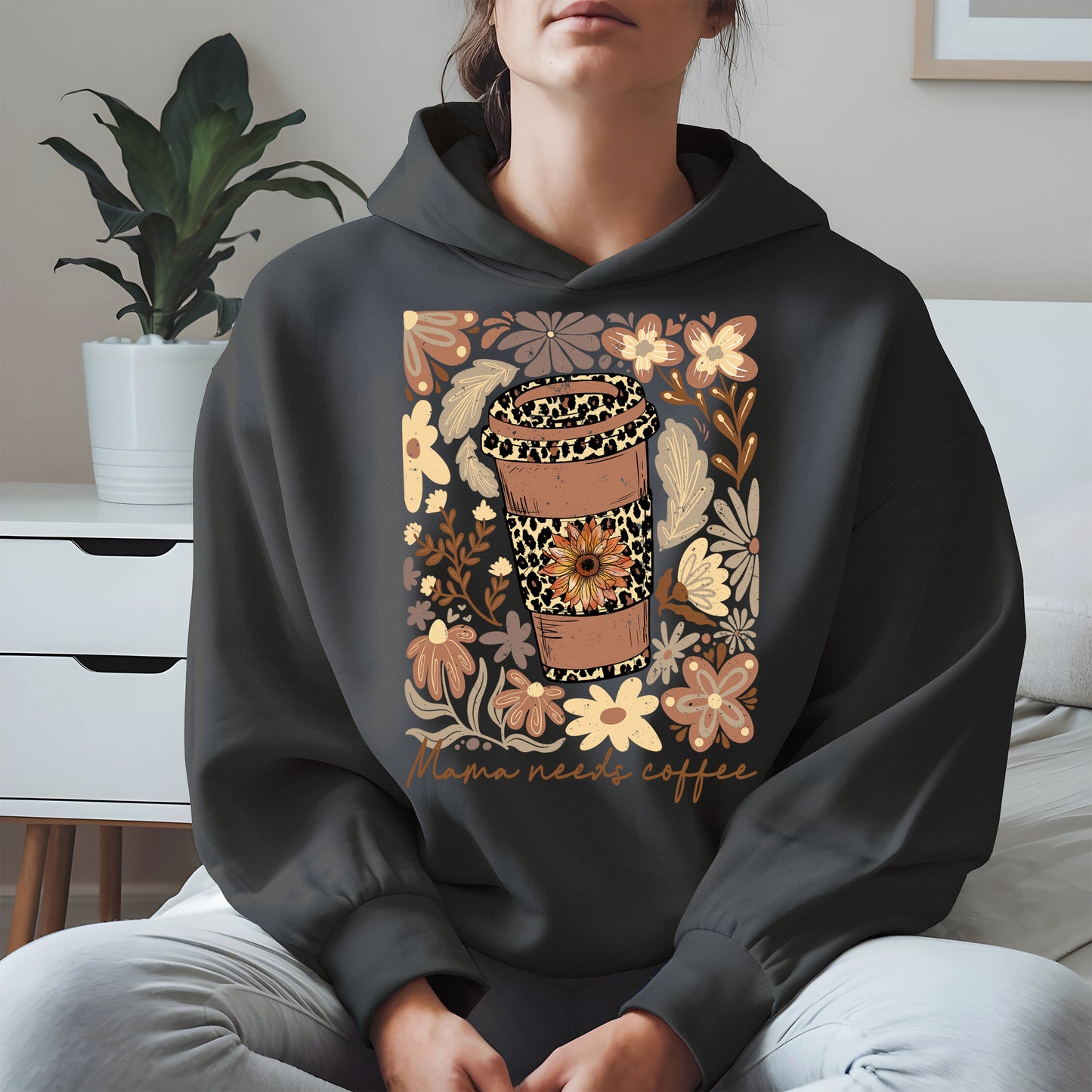 Leopard Print Floral Coffee Cup Mom Shirt
