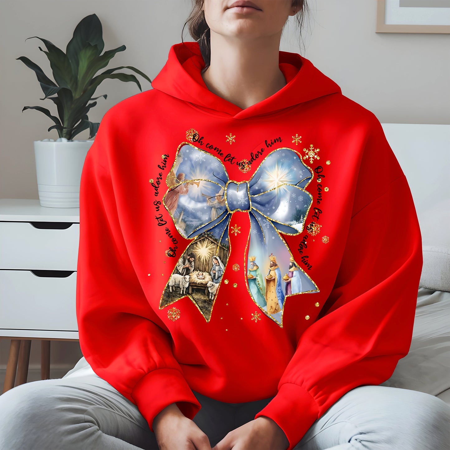 Oh Come Let Us Adore Him Nativity Christmas Shirt