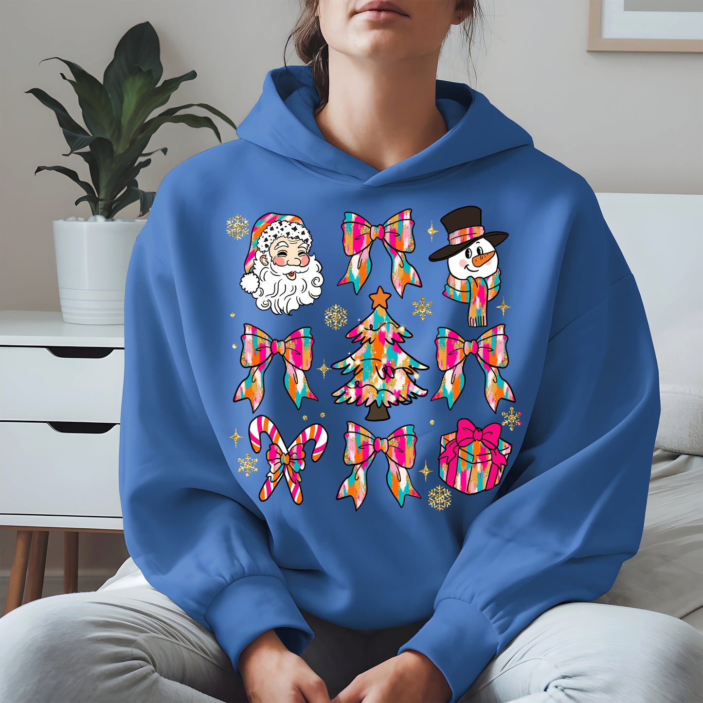 Colorful Brushstroke Santa Christmas Holiday Shirt