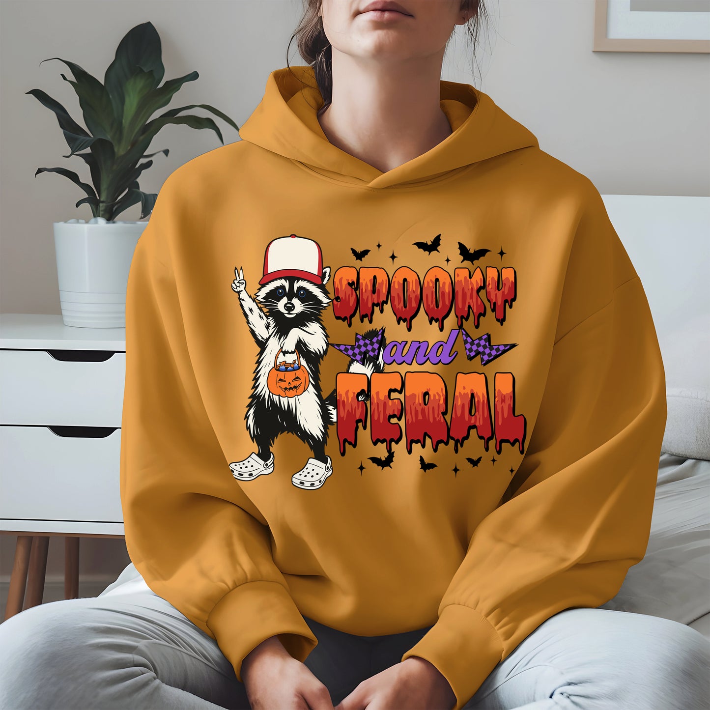Spooky and Feral Shirt Hoodie Sweatshirt for Halloween Lovers