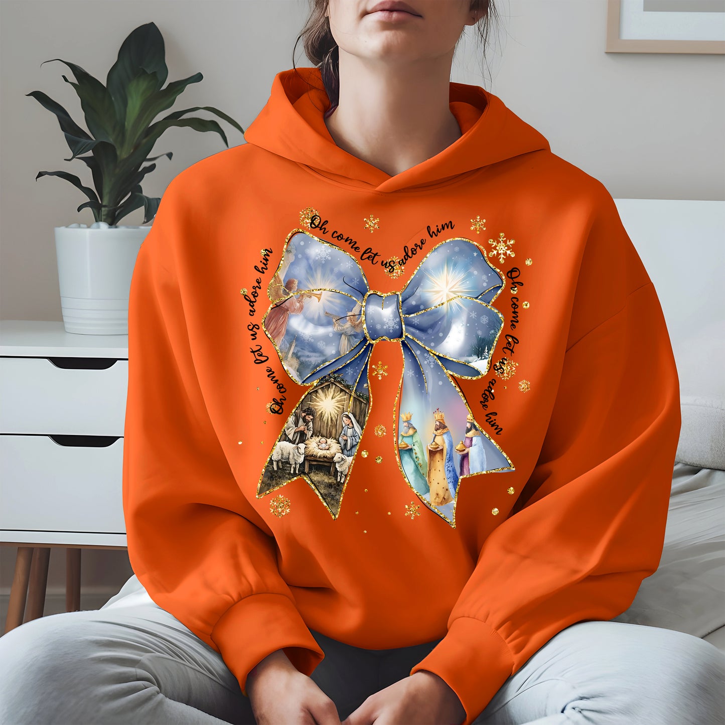 Oh Come Let Us Adore Him Nativity Christmas Shirt