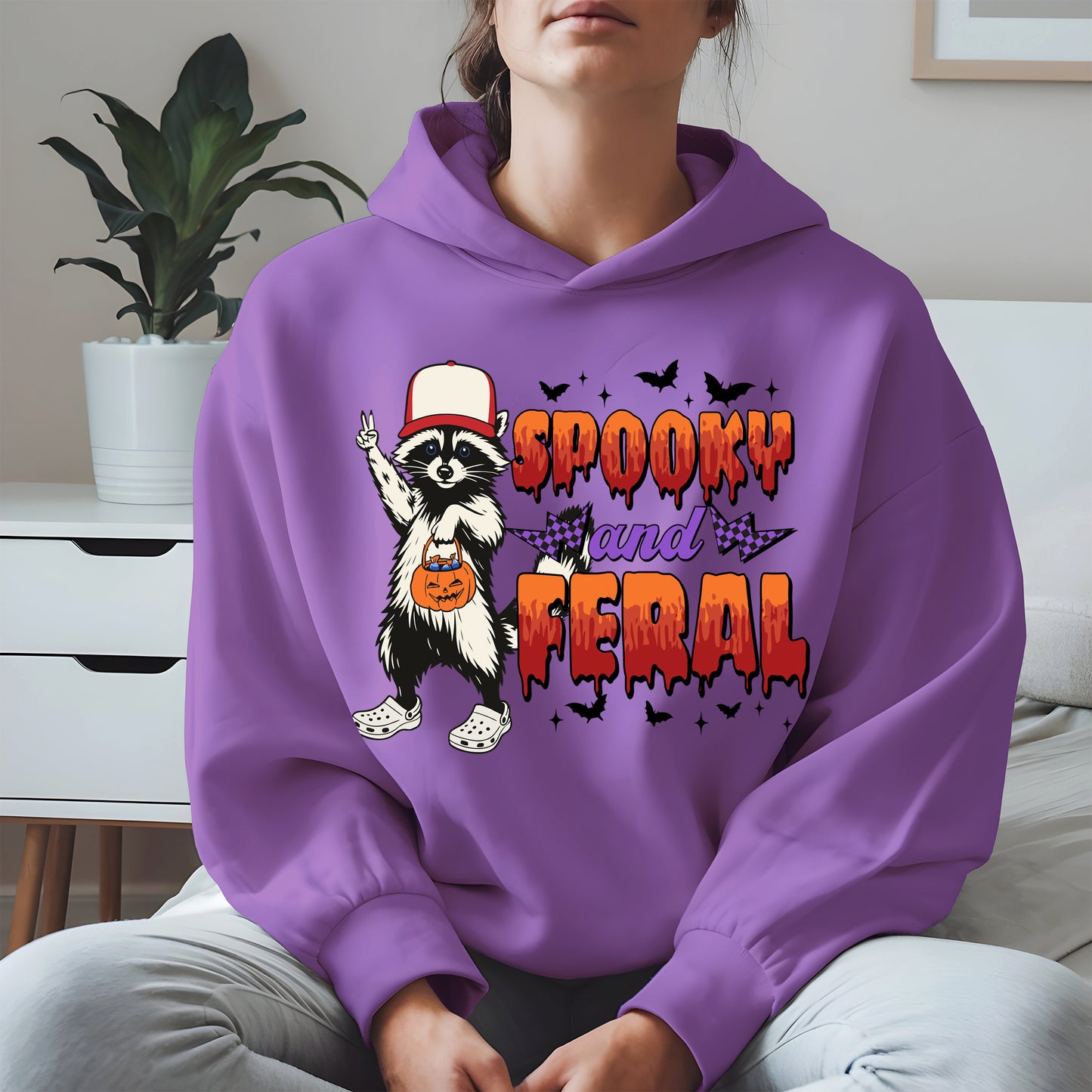 Spooky and Feral Shirt Hoodie Sweatshirt for Halloween Lovers