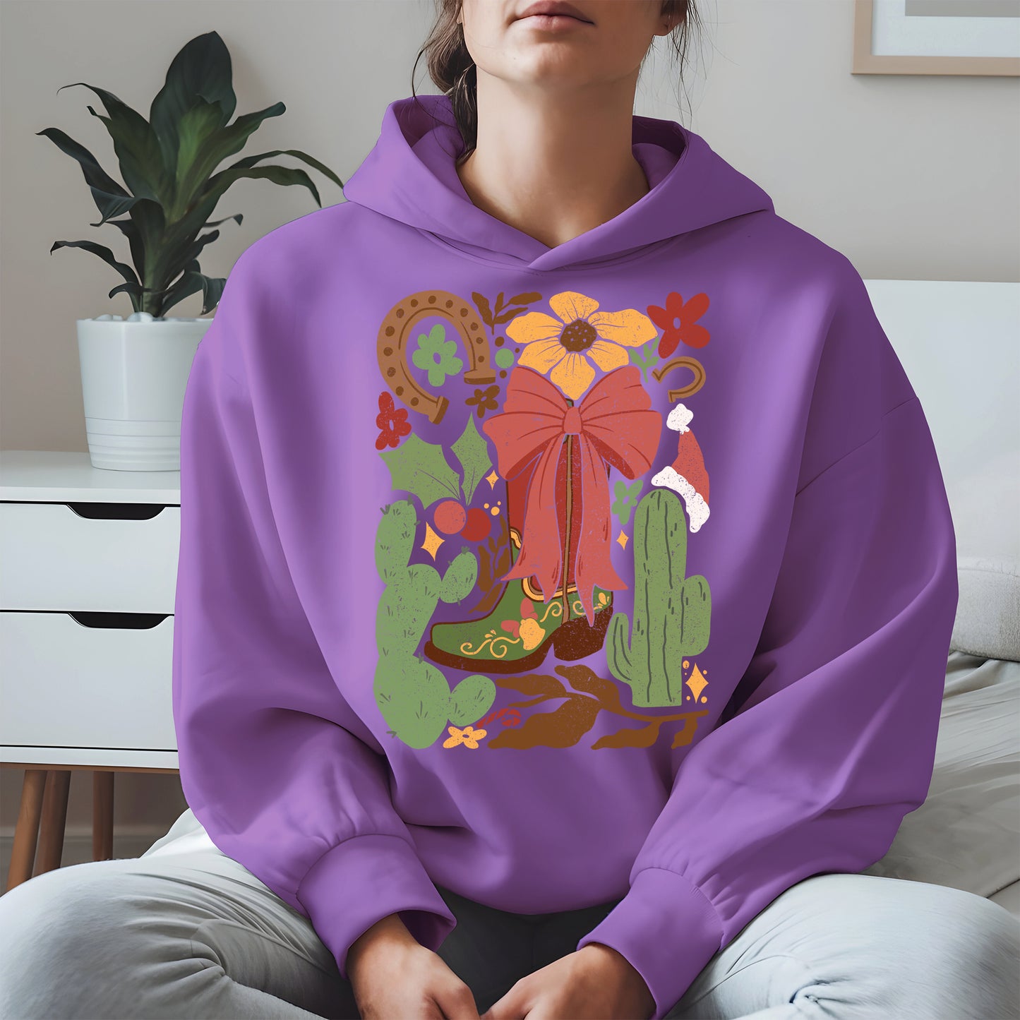 Western Christmas Cowboy Boot Shirt Hoodie