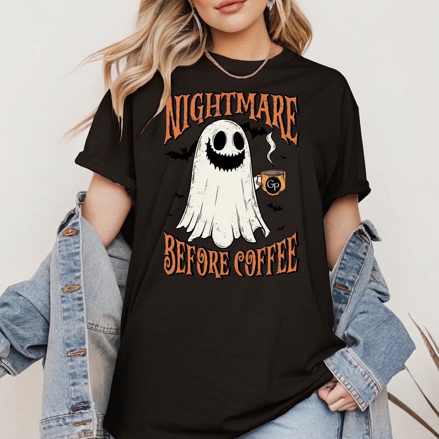 Funny Halloween Ghost Tee for Coffee Shirt
