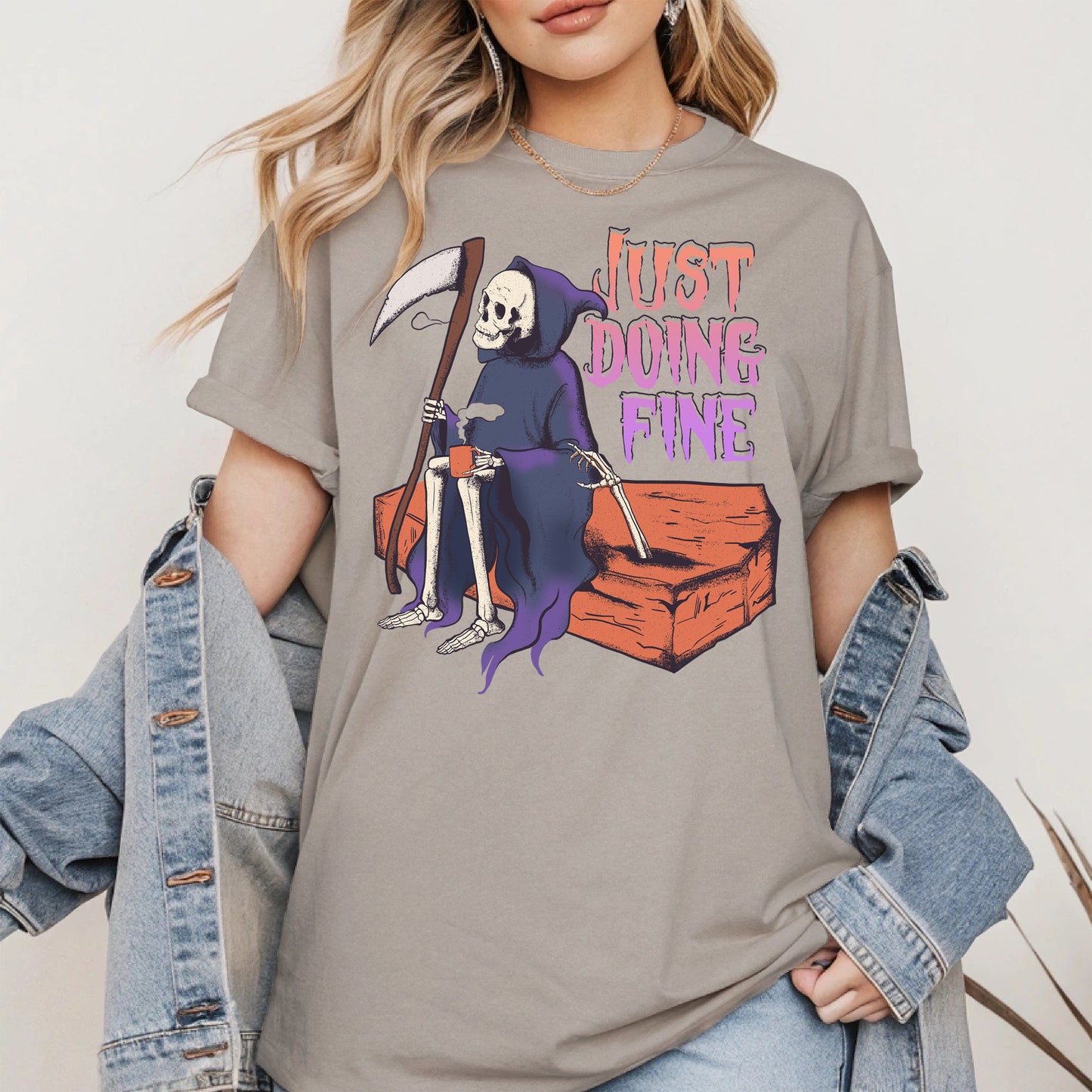 Just Doing Fine Grim Reaper Shirt